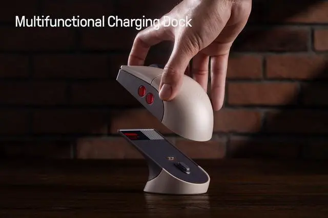 Alt view image 3 of 7 - 8Bitdo Retro R8 Mouse with Charging Dock, PAW 3395 Optical Sensor DPI 26K, 4K Polling Rate, Programmable Buttons, Kailh Sword GM X Micro Switches, Ambidextrous - N Edition