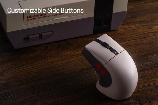 Alt view image 4 of 7 - 8Bitdo Retro R8 Mouse with Charging Dock, PAW 3395 Optical Sensor DPI 26K, 4K Polling Rate, Programmable Buttons, Kailh Sword GM X Micro Switches, Ambidextrous - N Edition