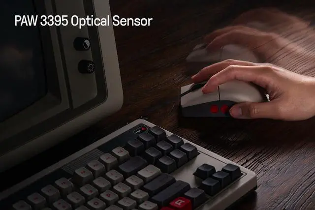 Alt view image 6 of 7 - 8Bitdo Retro R8 Mouse with Charging Dock, PAW 3395 Optical Sensor DPI 26K, 4K Polling Rate, Programmable Buttons, Kailh Sword GM X Micro Switches, Ambidextrous - N Edition