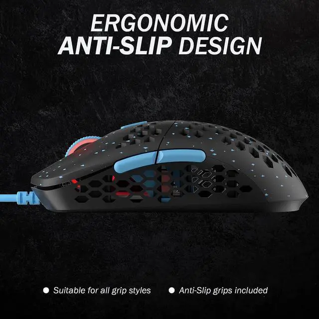 Alt view image 7 of 7 - HK Gaming Mira M Ultra Lightweight RGB Gaming Mouse | Honeycomb Shell | 63 Grams | max 12000 cpi | USB Wired | 6 programmable Buttons | On-Board Memory | Anti Slip Grips | Mira-M Blue Phantom