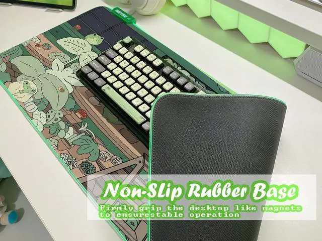 Alt view image 4 of 7 - JMIYAV Little Frog RGB Green Gaming Mouse Pad 31.5x12 Inch PC XL Large Glowing Led Light Up Desk Pad Non-Slip Rubber Base Computer Cute Mousepad Mat Desk Accessories Gaming Setup 31.5x12 Inch
