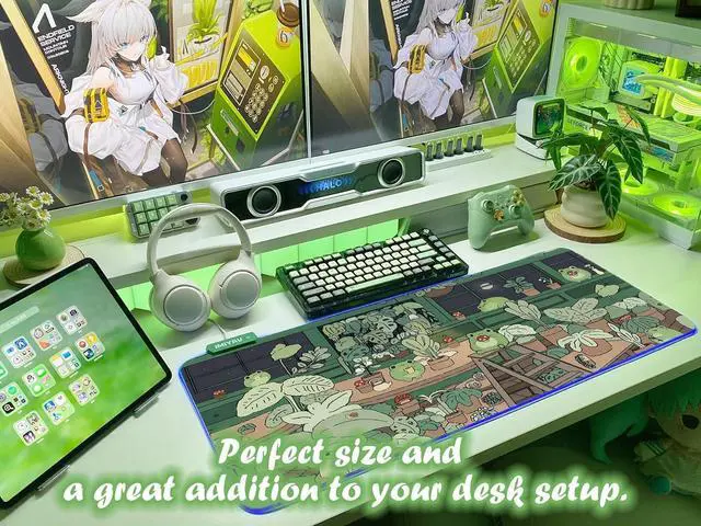 Alt view image 6 of 7 - JMIYAV Little Frog RGB Green Gaming Mouse Pad 31.5x12 Inch PC XL Large Glowing Led Light Up Desk Pad Non-Slip Rubber Base Computer Cute Mousepad Mat Desk Accessories Gaming Setup 31.5x12 Inch