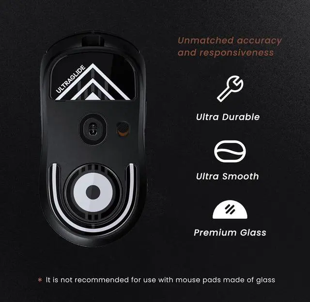 Alt view image 2 of 5 - PWNAGE Ultraglide Glass Skates Feet for G Pro X 2 Superlight GPX 2, Ultra-Smooth and Durable, 3M Adhesive, fit for Gaming Mouse Black and White