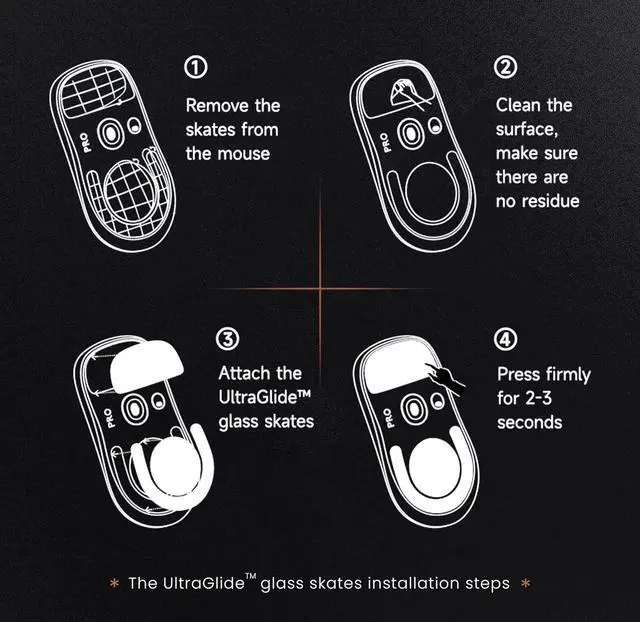 Alt view image 3 of 5 - PWNAGE Ultraglide Glass Skates Feet for G Pro X 2 Superlight GPX 2, Ultra-Smooth and Durable, 3M Adhesive, fit for Gaming Mouse Black and White