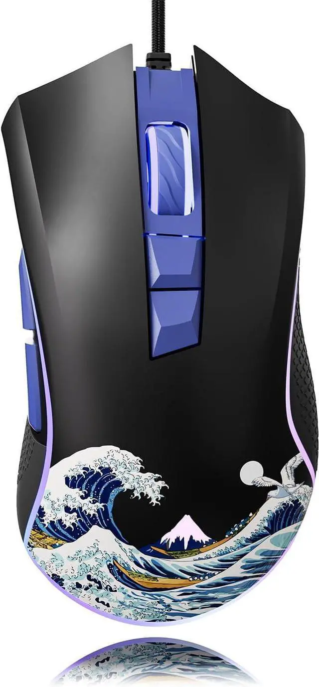 Main image of HITIME XVX Wired Gaming Mouse, 12000 DPI RGB Mouse with 12 Backlit Modes & 7 Macro Buttons, PC Gaming Mice Support DIY Keybinding, Gamer Computer Mice for Laptop PC Mac Windows, Kanagawa