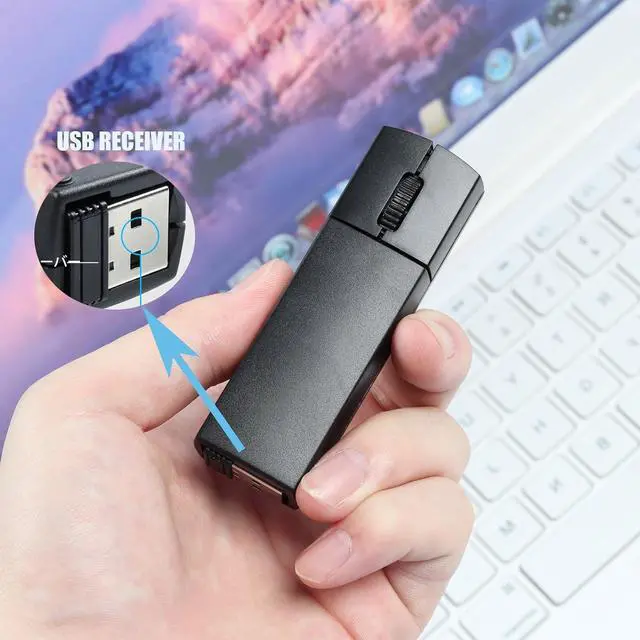 Alt view image 3 of 6 - Wireless Mini Finger Mouse, Silent Dual-Mode Bluetooth & 2.4GHz, Ergonomic, Portable PC Mouse with Case, Compatible with MacBook, Chromebook