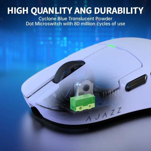 Alt view image 7 of 7 - Ajazz AJ159 Dual Mode 2.4G/USB-C 56g Lightweight Gaming/Office Mouse with PAW3395 Sensor, 5 Programmable Buttons Up to 26KDPI with Magnetic Charging Dock for PC/Laptop/Win/Mac (White)