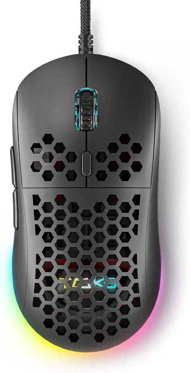 Main image of DIERYA M1SE Wired Gaming Mouse with Honeycomb Shell, 12800DPI Optical Sensor, 6 Programmable Macros, Software Support for Custom Key Config, and RGB Settings for Windows 7/8/10/XP, Vista, Linux-Black