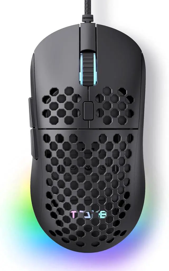 Main image of TMKB Falcon M1SE Ultralight Honeycomb Gaming Mouse, High-Precision 12800DPI Optical Sensor, 6 Programmable Buttons, Customizable RGB, Drag-Free Paracord, Ergonomic Wired Gaming Mouse - Matte Black
