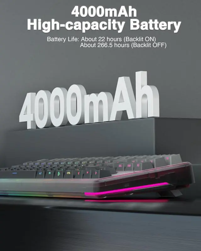 Alt view image 7 of 7 - AULA F87 Pro Wireless Mechanical Keyboard,Tri-Mode BT5.0/2.4GHz/USB-C Hot Swappable Custom Keyboard,Pre-lubed Switches,Side Printed PBT Keycaps,75% TKL RGB Backlit Gaming Keyboards
