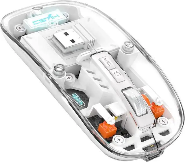 Main image of A.JAZZ Wireless Bluetooth5.1&2.4G Mini Lightweight Mouse,Transparent Clear Cool,Rechargeable Silent Computer Mice,Nano USB C Receiver,LED Battery Magic Silm for Office/PC/Mac/Laptop/Apple/ipad(White)