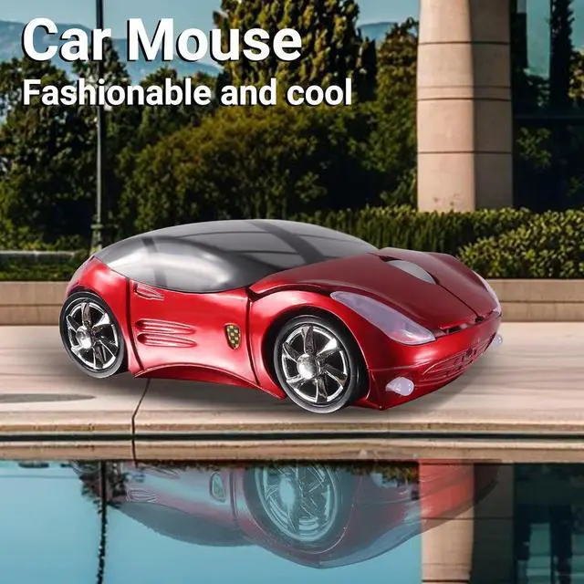 Alt view image 2 of 6 - elec Space Wireless 3D Sports Car Shape Ergonomic Optical Mini Mouse for Kids & Laptop PC with Case (Red)