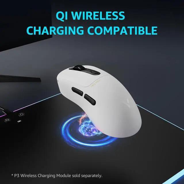 Alt view image 7 of 7 - Rapoo VT3PRO MAX Wireless Gaming Mouse, 59g Superlight, 8KHz Polling, PAW 3950 Ultimate Optical Sensor, 30K Independent X/Y DPI, 1+8 Programmable Buttons, 200H Battery Life, Classic Shape, PC, White