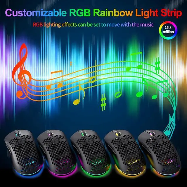 Alt view image 4 of 7 - TMKB Falcon M1SE Ultralight Honeycomb Gaming Mouse, High-Precision 12800DPI Optical Sensor, 6 Programmable Buttons, Customizable RGB, Drag-Free Paracord, Ergonomic Wired Gaming Mouse - Matte Black