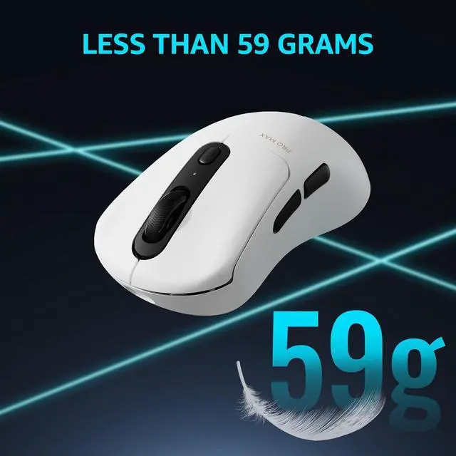 Alt view image 4 of 7 - Rapoo VT3PRO MAX Wireless Gaming Mouse, 59g Superlight, 8KHz Polling, PAW 3950 Ultimate Optical Sensor, 30K Independent X/Y DPI, 1+8 Programmable Buttons, 200H Battery Life, Classic Shape, PC, White