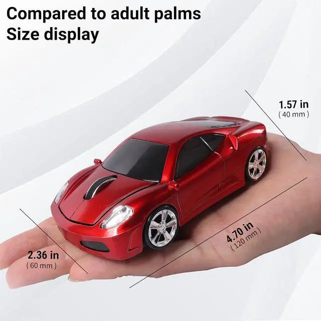 Alt view image 6 of 6 - elec Space Wireless Mouse, 2.4GHz Cool Sport Car Shape Computer Mouse 1600 DPI Optical Cordless Mice with USB Receiver for PC Laptop Computer Notebook (Red)