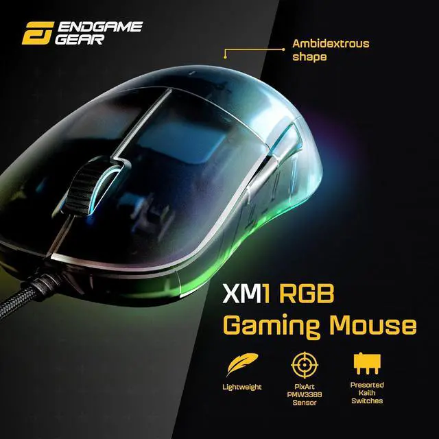 Alt view image 2 of 6 - ENDGAME GEAR XM1 RGB Gaming Mouse, Programmable Mouse with 6 Buttons and 16,000 DPI, 2.75 oz., Dark Frost