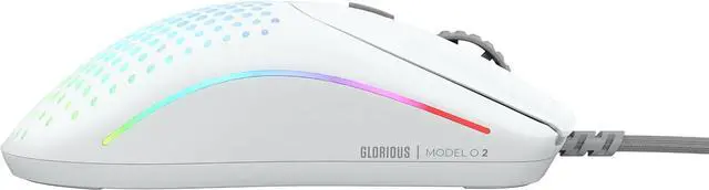 Alt view image 5 of 7 - Glorious Gaming Model O 2 Wired Gaming Mouse - 59g Ultralight, FPS, 26,000 DPI, Motion Sync, 80M Click Rated Switches, 6 Programmable Buttons, Ambidextrous, RGB, PTFE Feet - White