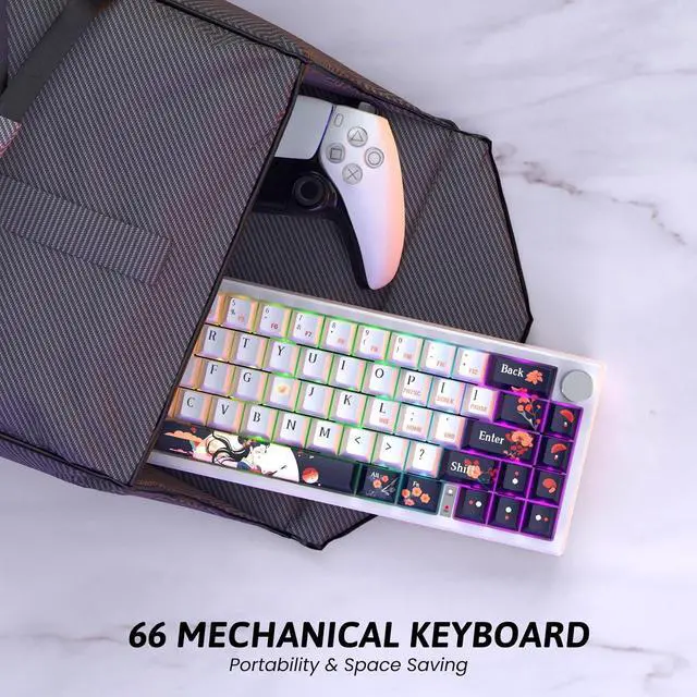 Alt view image 7 of 7 - RisoPhy PC425 Wireless Gaming Keyboard, Gasket Mount, RGB Backlight, Volume Knob, 2.4GHz/USB-C/BT5.0, 60% Mechanical Gaming Keyboard for Mac/Win