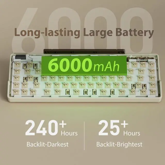 Alt view image 6 of 7 - RK ROYAL KLUDGE M70 Wireless Mechanical Keyboard with Macro Keys 2.4GHz/Bluetooth/Wired 75% Gaming Keyboard with 6000mAh Battery Gasket-Mount Display & Knob RGB Hot-Swappable Linear Cream Switch
