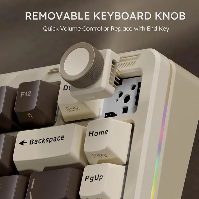 Alt view image 3 of 7 - iLovBee B75 Wireless Mechanical Keyboard, 75% Percent Gaming Keyboard w/Bluetooth/2.4GHz/USB Wired, Creamy Hot Swappable Keyboards with Knob, Gasket Mounted PBT keycaps, Pre-Lubed Linear Switches