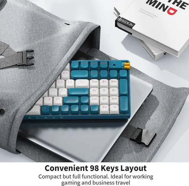 Alt view image 4 of 6 - R100 Wireless Mechanical Keyboard, G Pro 3.0 Yellow Switch, Hot Swappable Wired/Bluetooth/2.4G Wireless Keyboard with RGB Light for Windows & Mac, PBT Keycaps, Whale Blue