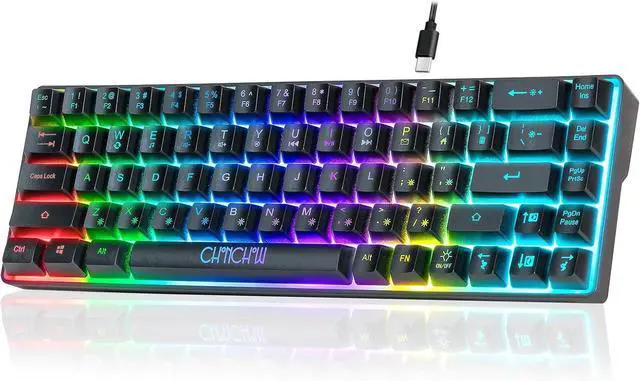 Main image of 60% Gaming LED Keyboard RGB 68 Keys Layout Wired Keypad with 10 Preset Effects Mechanical Switch Feel Compatible with PC Mac Linux Xbox one PS4 PS5