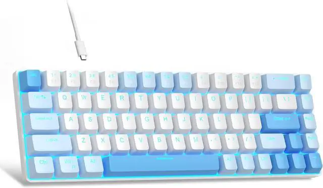 Main image of MageGee Portable 60% Mechanical Gaming Keyboard, MK-Box LED Backlit Compact 68 Keys Mini Wired Office Keyboard with Red Switch for Windows Laptop PC Mac - Sky Blue