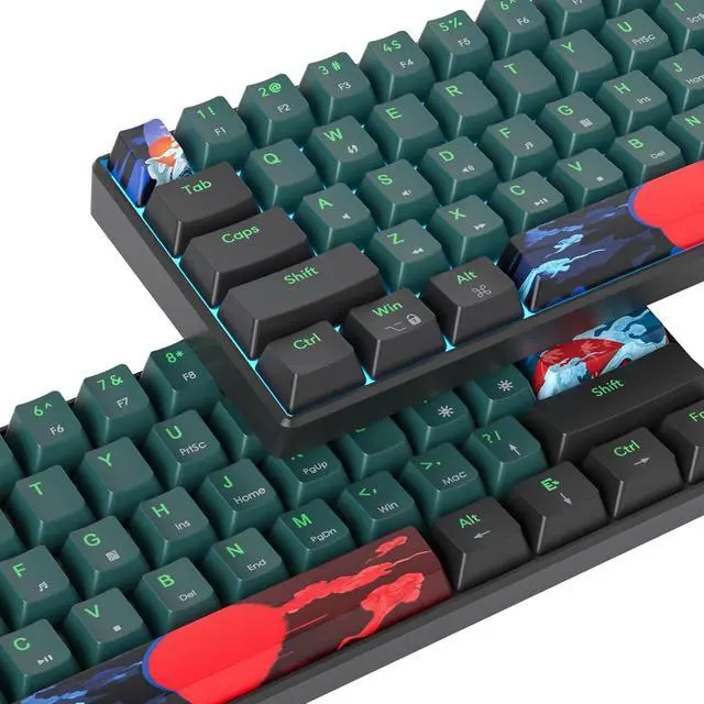 Alt view image 6 of 7 - 60 Percent Gaming Keyboard 60% Mechanical Keyboard LED Backlit Ultra Compact Wired Keyboard with Red Switch for Windows Laptop Gamer(61 Sound Wave)