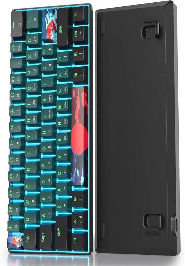 Alt view image 2 of 7 - 60 Percent Gaming Keyboard 60% Mechanical Keyboard LED Backlit Ultra Compact Wired Keyboard with Red Switch for Windows Laptop Gamer(61 Sound Wave)