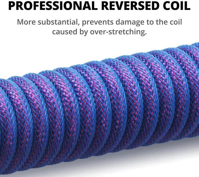 Alt view image 2 of 7 - GUNMJO Pro Custom Coiled USB C Cable for Gaming Keyboard, Double-Sleeved Mechanical Keyboard Cable with Detachable Metal Aviator, 1.5M USB-C to USB-A, Nebula Color