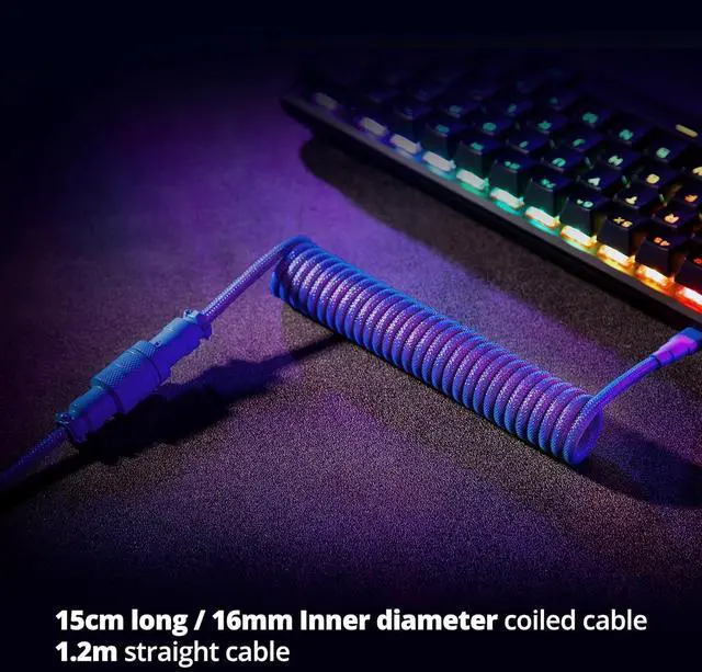 Alt view image 5 of 7 - GUNMJO Pro Custom Coiled USB C Cable for Gaming Keyboard, Double-Sleeved Mechanical Keyboard Cable with Detachable Metal Aviator, 1.5M USB-C to USB-A, Nebula Color