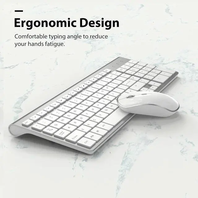 Alt view image 3 of 7 - Wireless Keyboard Mouse, JOYACCES 2.4G Compact and Ultra Slim Wireless Keyboard and Mouse for Windows, Computer, Desktop, PC, Laptop-Sliver