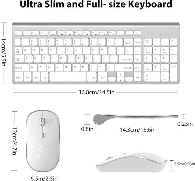 Alt view image 5 of 7 - Wireless Keyboard Mouse, JOYACCES 2.4G Compact and Ultra Slim Wireless Keyboard and Mouse for Windows, Computer, Desktop, PC, Laptop-Sliver