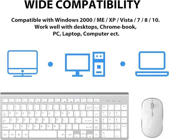 Alt view image 6 of 7 - Wireless Keyboard Mouse, JOYACCES 2.4G Compact and Ultra Slim Wireless Keyboard and Mouse for Windows, Computer, Desktop, PC, Laptop-Sliver