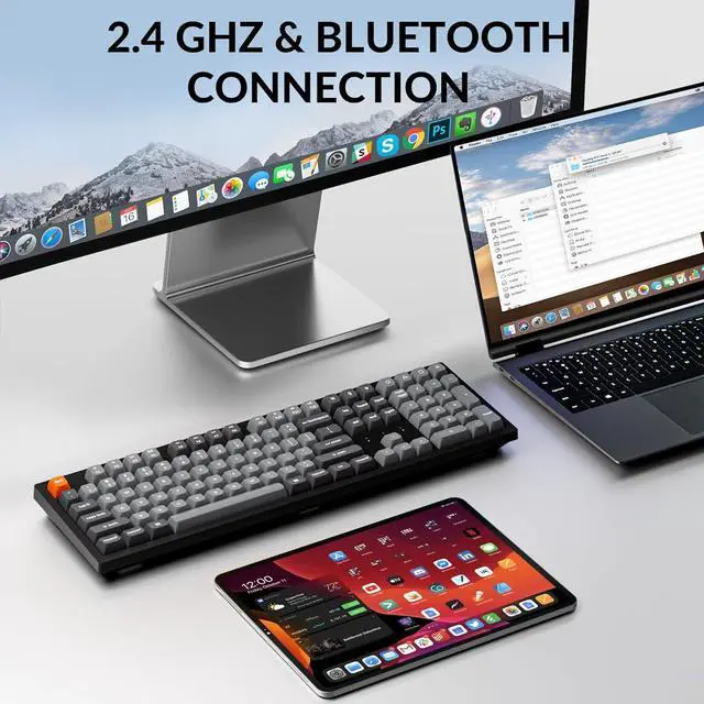 Alt view image 2 of 7 - Keychron K10 Max Wireless Custom Mechanical Keyboard, QMK 2.4 GHz Bluetooth Full-Size with Hot-swappable Keychron Super Brown Switch Compatible with Mac Windows Linux (RGB Backlit)