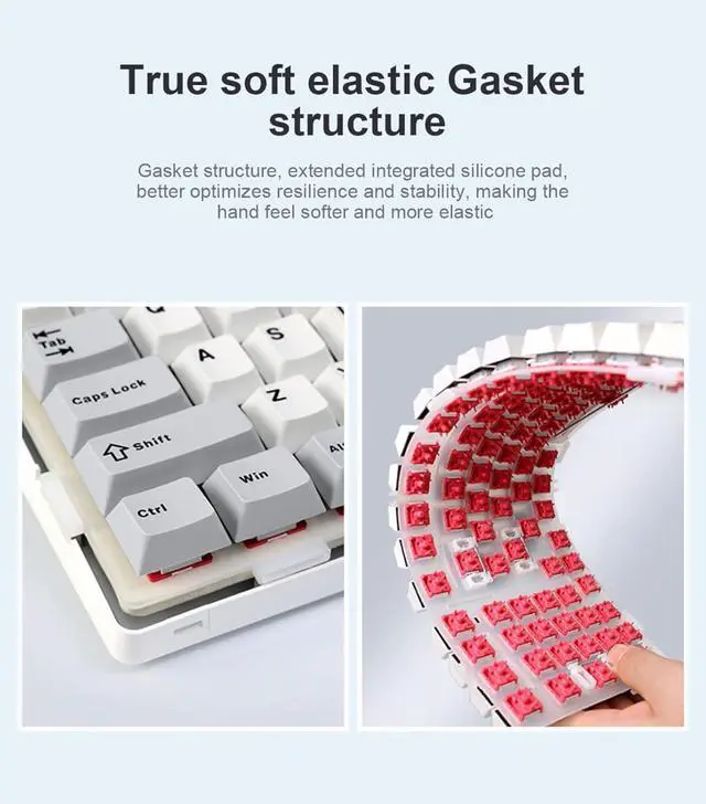 Alt view image 7 of 7 - x Aula F99 Pro Wireless Mechanical Gaming Keyboard, Hot Swappable Custom Cream Keyboard with RGB Backlit, Pre-lubed Linear Switches, Gasket Structure PBT Keycaps Blutooth Keyboards for PC Xbox