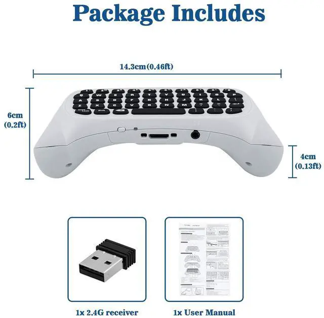 Alt view image 3 of 7 - Mcbazel Mini Game Keyboard 2.4G Receiver Wireless Chatpad Message with 3.5MM Audio Jack for Xbox One/Xbox One X/Xbox One S/Xbox Series X/Xbox Series S - White