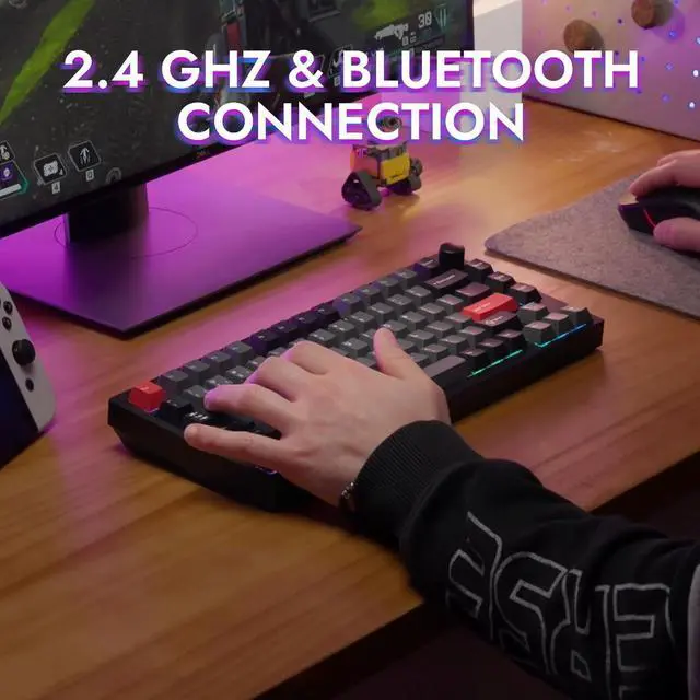 Alt view image 2 of 7 - P1 Pro Wireless Custom Mechanical Keyboard, Full Aluminum 2.4 GHz Bluetooth RGB Backlit 75% Layout with Hot-swappable KEYCHRON Super Brown Switch Compatible with Mac Windows Linux