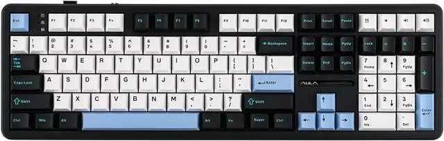Main image of EPOMAKER Aula F108 Wireless Gaming Keyboard, Full Size Mechanical Keyboard with 4000mAh Battery, 108 Hot-Swappable and Programmable Keys, RGB Backlight, for Mac/PC/Android (Blue&White&Black)
