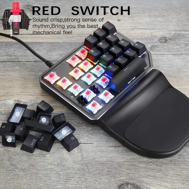 Alt view image 5 of 7 - MOTOSPEED K27 One-Handed Mechanical Mini Gaming Keypad 27 Keys, 9 LED Backlit USB Wired Mechanical Gaming Keyboard for Pro Keyboard Computer/PC/Desktop/Laptop/Mac