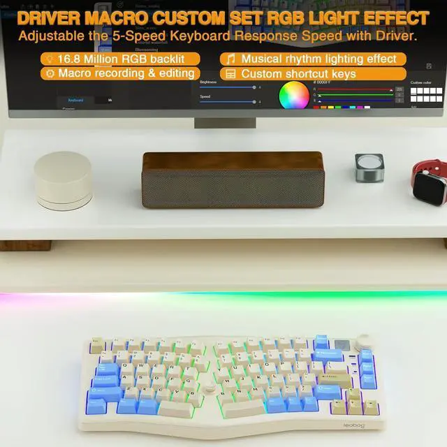 Alt view image 7 of 7 - x LEOBOG Alice A75 Ergonomic Keyboard, Wireless Mechanical Gaming Keyboard Tri-Mode BT5.0/2.4G/Wired with Joystick and Knob, 75% Layout RGB Backlit Hot Swappable Linear Switches for Win