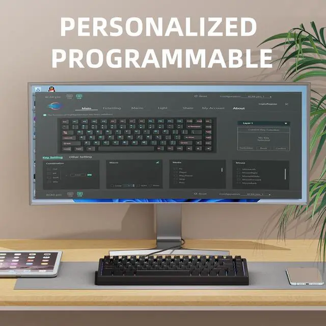Alt view image 4 of 7 - 75% Wireless Gaming Keyboard RGB Triple Mode Hot Swappable Mechanical Keyboards PBT Keys Gasket Creamy Custom Keybad Quiet White Switch for Win/MAC