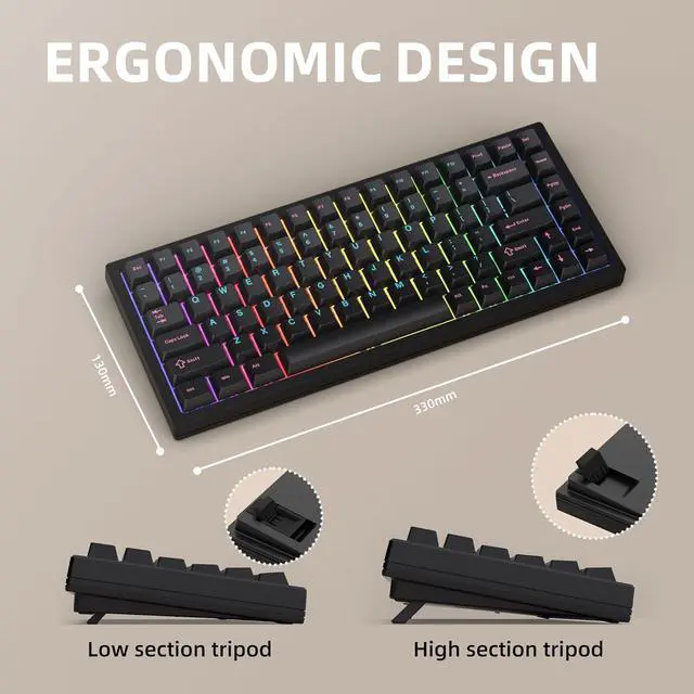 Alt view image 5 of 7 - 75% Wireless Gaming Keyboard RGB Triple Mode Hot Swappable Mechanical Keyboards PBT Keys Gasket Creamy Custom Keybad Quiet White Switch for Win/MAC