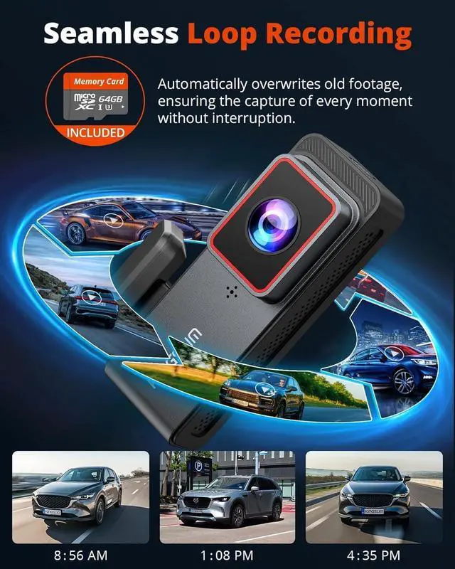 Alt view image 6 of 7 - Kingslim 4K Dash Cam Front and Rear with 64GB SD Card, 5G WiFi Dash Camera for Cars, 1.5'' Screen Dashcam Wireless APP Control, Support G-Sensor/Time Lapse 2 Kinds Parking Monitor