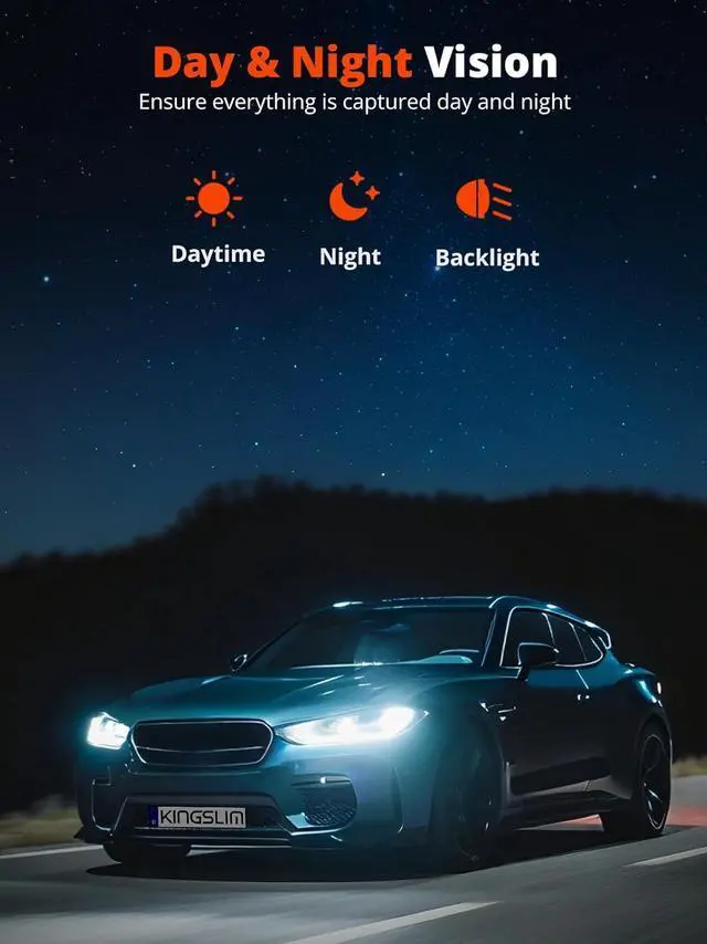 Alt view image 7 of 7 - Kingslim 4K Dash Cam Front and Rear with 64GB SD Card, 5G WiFi Dash Camera for Cars, 1.5'' Screen Dashcam Wireless APP Control, Support G-Sensor/Time Lapse 2 Kinds Parking Monitor