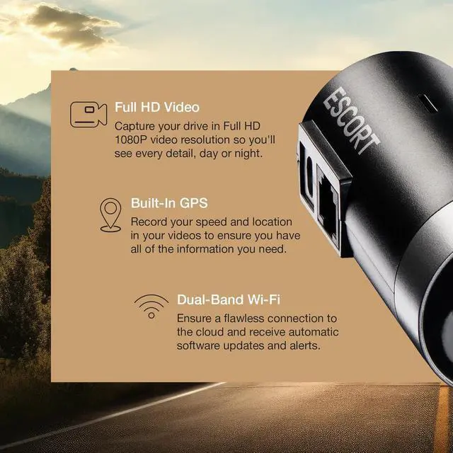 Alt view image 3 of 7 - Escort M2 Smart Dash Cam  1080P Full HD Video Dash Cam, Incident Reports, Parking Mode, Drive Smarter App, Wi-Fi & GPS, 16GB Micro SD Card, Compatible with MAX 360c, MAX 360