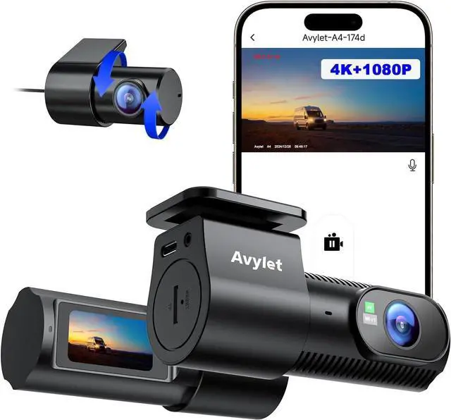 Main image of DashCam Front and Rear Camera, 4K/1080P WiFi APP Dash Camera for Cars, External GPS Module, 1.5 IPS Screen, Dual Dash Cam with APP, Night Vision, 24H Parking Mode, 170° Wide Angle, G-Sensor