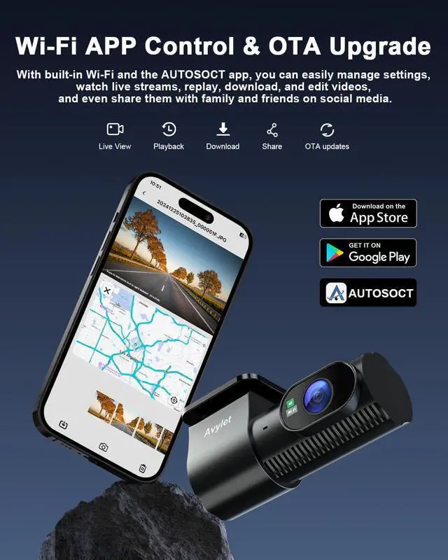 Alt view image 4 of 7 - DashCam Front and Rear Camera, 4K/1080P WiFi APP Dash Camera for Cars, External GPS Module, 1.5 IPS Screen, Dual Dash Cam with APP, Night Vision, 24H Parking Mode, 170° Wide Angle, G-Sensor