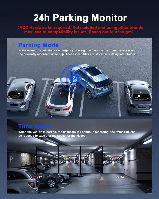 Alt view image 7 of 7 - DashCam Front and Rear Camera, 4K/1080P WiFi APP Dash Camera for Cars, External GPS Module, 1.5 IPS Screen, Dual Dash Cam with APP, Night Vision, 24H Parking Mode, 170° Wide Angle, G-Sensor